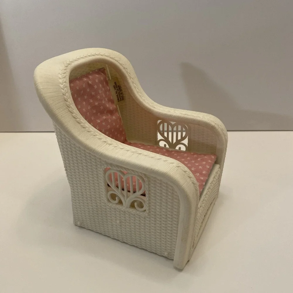 Barbie Dream House Wicker Look‎ Plastic Chair Foot Rest Cushion 80s Vintage 1983